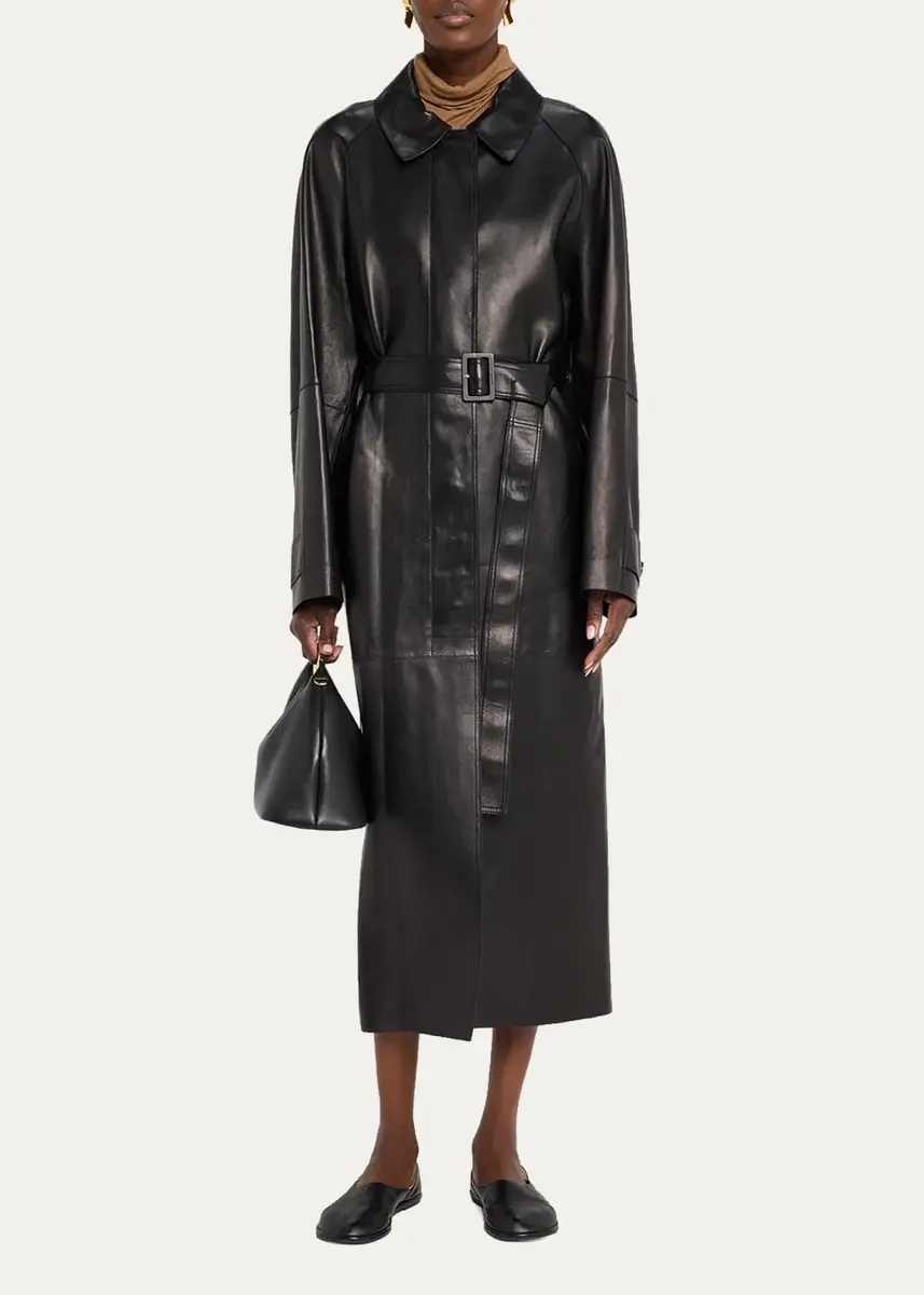 Lafayette 148 New York Oversized Belted Leather Trench Coat | Thumbnail 2 Lafayette 148 New York Oversized Belted Leather Trench Coat | Thumbnail 2