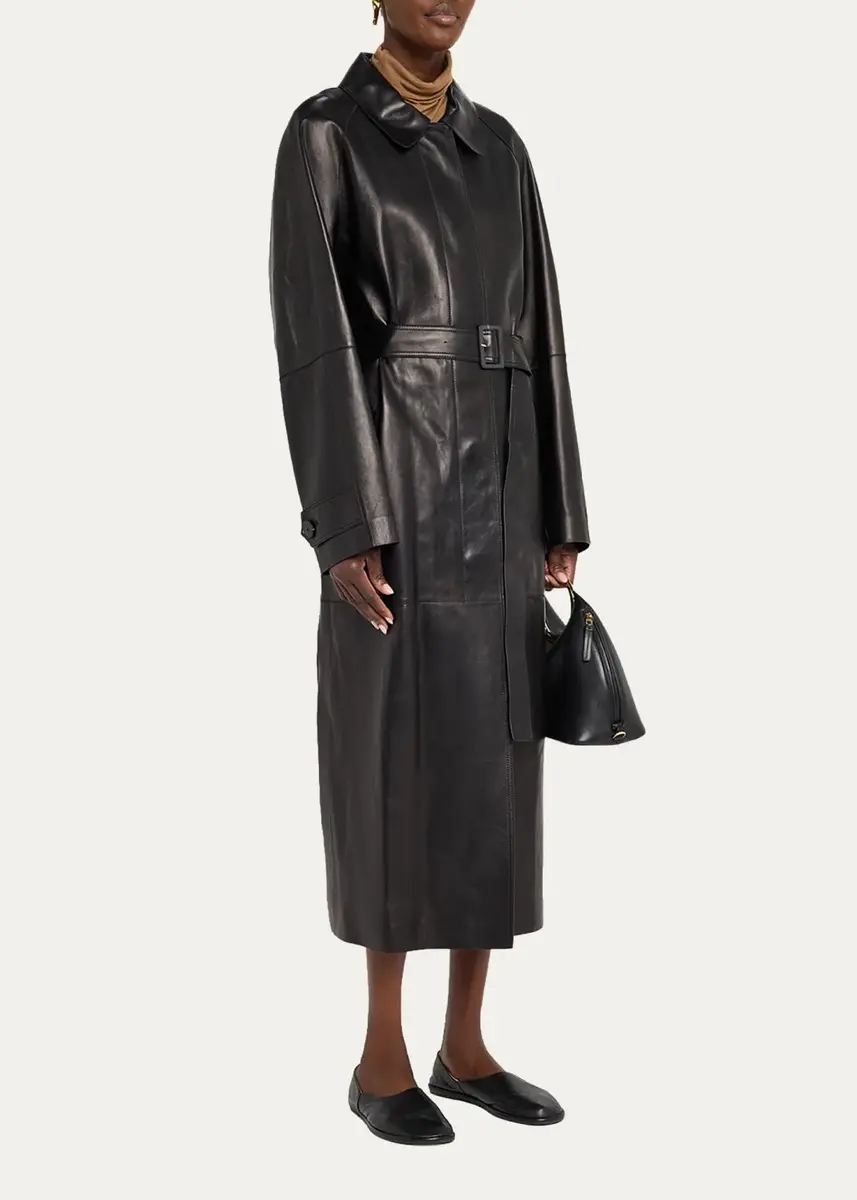Lafayette 148 New York Oversized Belted Leather Trench Coat | Thumbnail 4 Lafayette 148 New York Oversized Belted Leather Trench Coat | Thumbnail 4