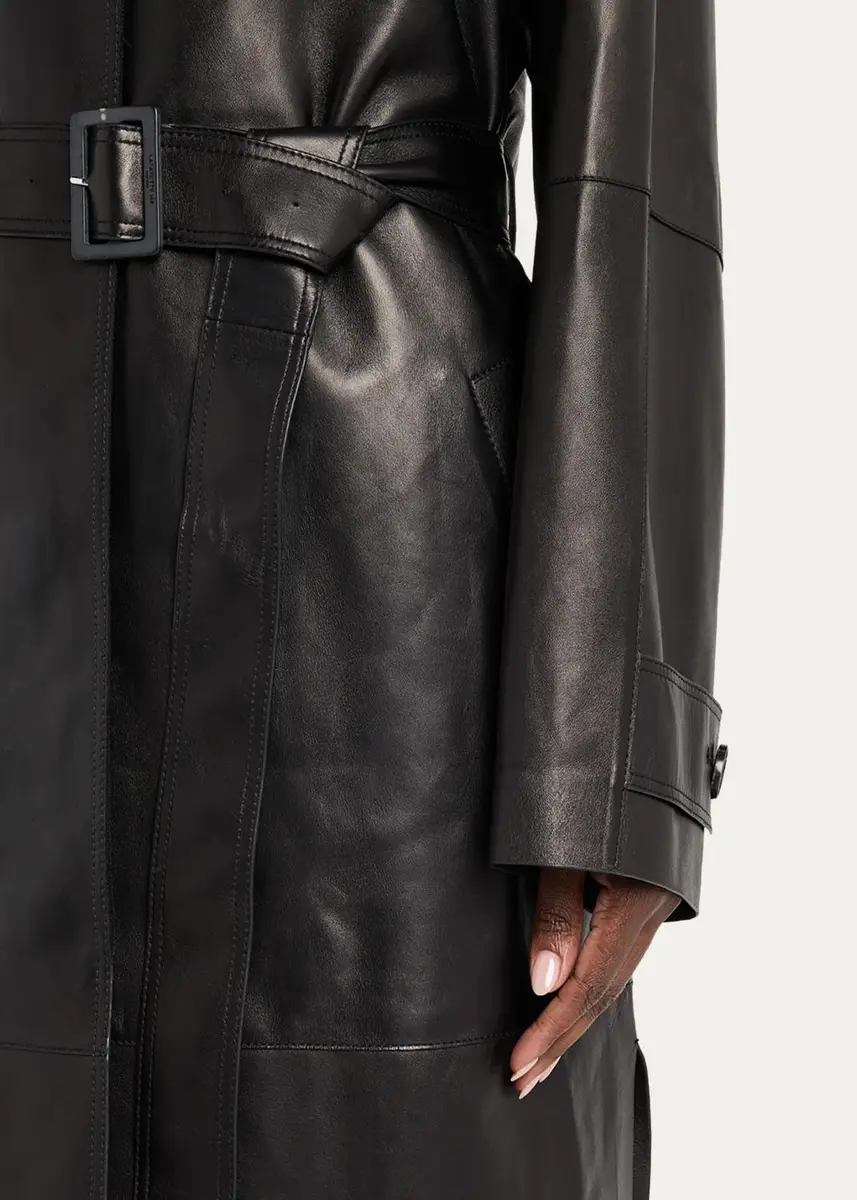 Lafayette 148 New York Oversized Belted Leather Trench Coat | Thumbnail 5 Lafayette 148 New York Oversized Belted Leather Trench Coat | Thumbnail 5