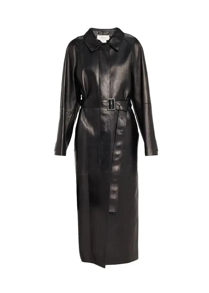 Lafayette 148 New York Oversized Belted Leather Trench Coat