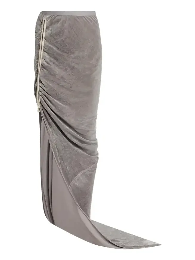 Edfu Ruched Velvet Maxi Skirt
