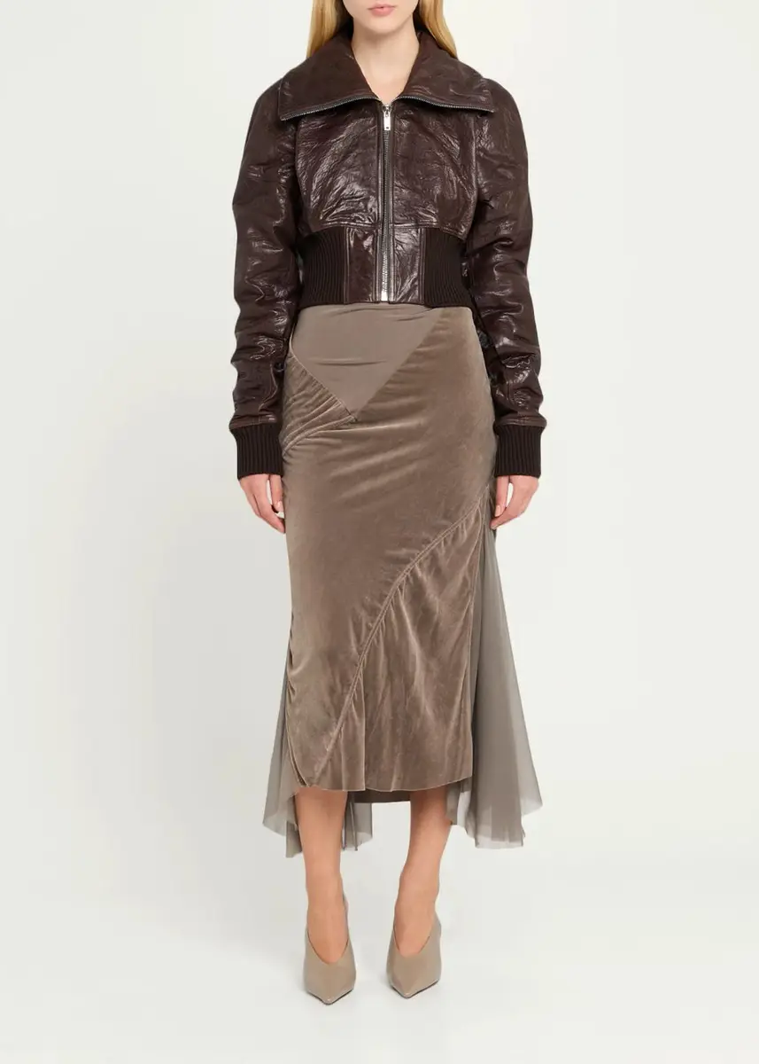 Rick Owens Mixed-Media Sliced Patchwork Midi Skirt | Thumbnail 2 Rick Owens Mixed-Media Sliced Patchwork Midi Skirt | Thumbnail 2