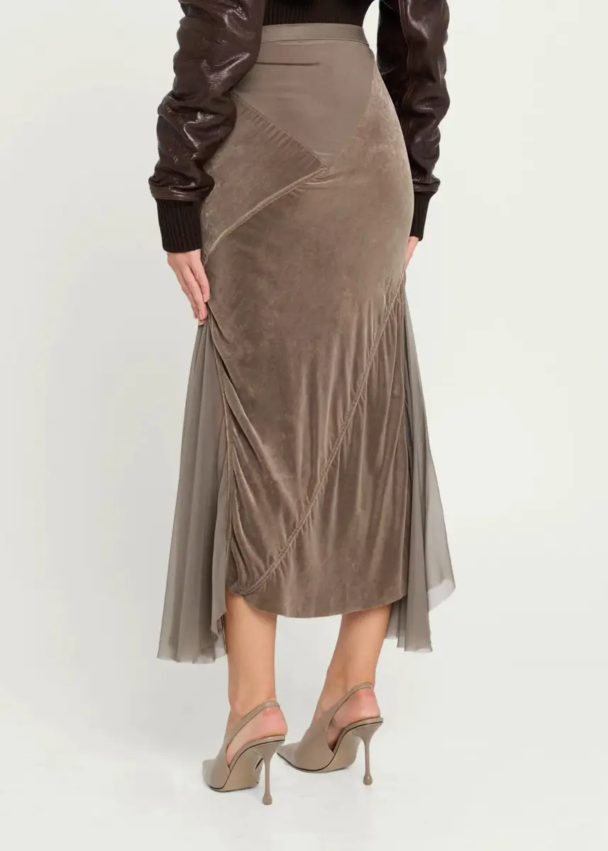 Rick Owens Mixed-Media Sliced Patchwork Midi Skirt | Thumbnail 3 Rick Owens Mixed-Media Sliced Patchwork Midi Skirt | Thumbnail 3