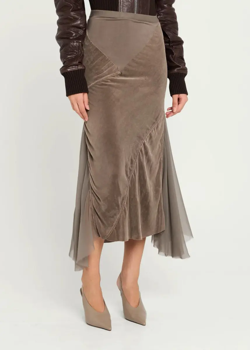 Rick Owens Mixed-Media Sliced Patchwork Midi Skirt | Thumbnail 4 Rick Owens Mixed-Media Sliced Patchwork Midi Skirt | Thumbnail 4