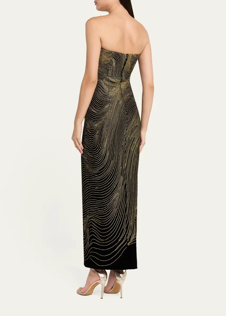 Oscar de la Renta Strapless Shimmering Velvet Column Gown | Thumbnail 3 Oscar de la Renta Strapless Shimmering Velvet Column Gown | Thumbnail 3