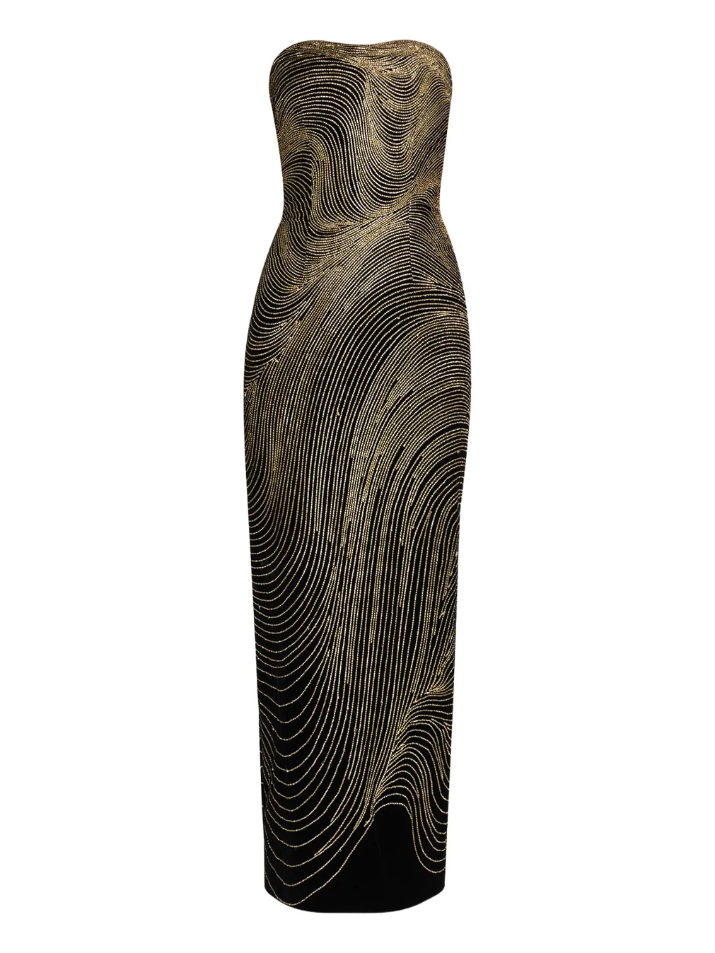 Strapless Shimmering Velvet Column Gown