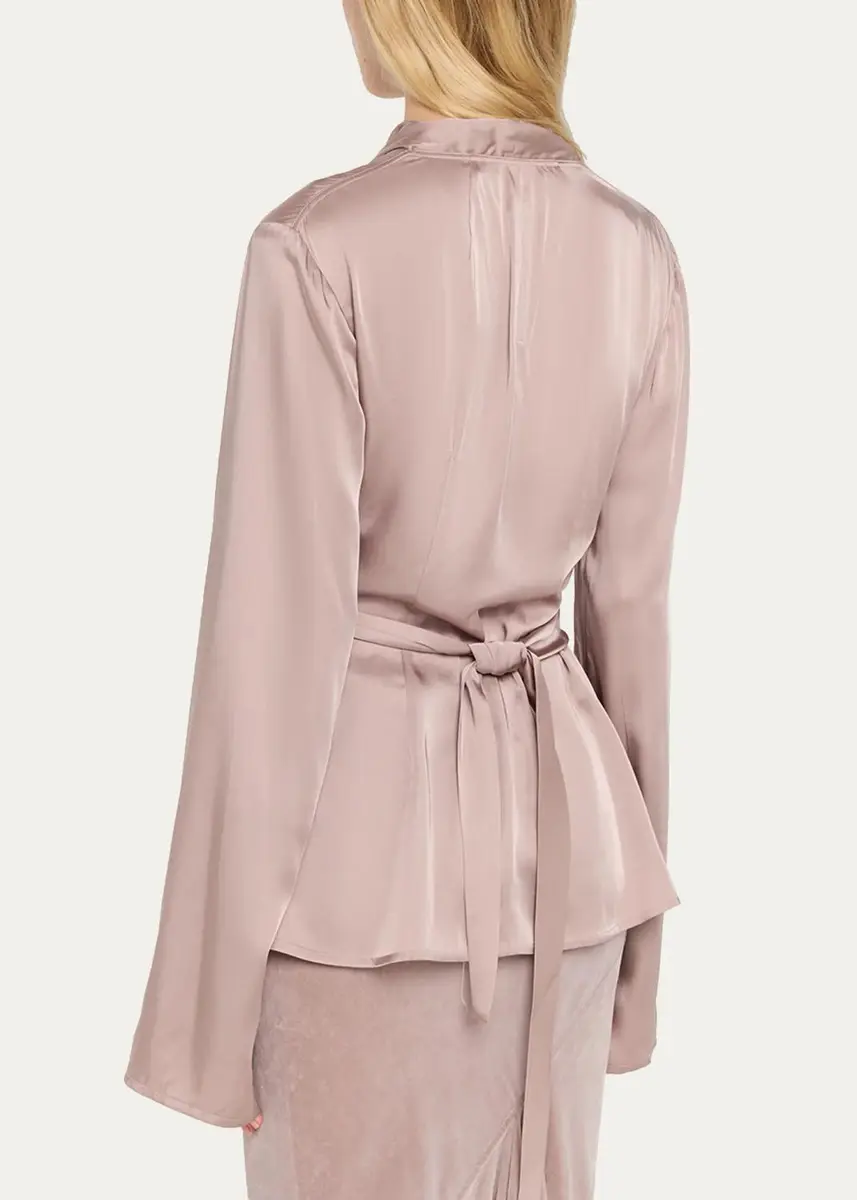 Rick Owens Laura Long-Sleeve Satin Wrap Top | Thumbnail 3