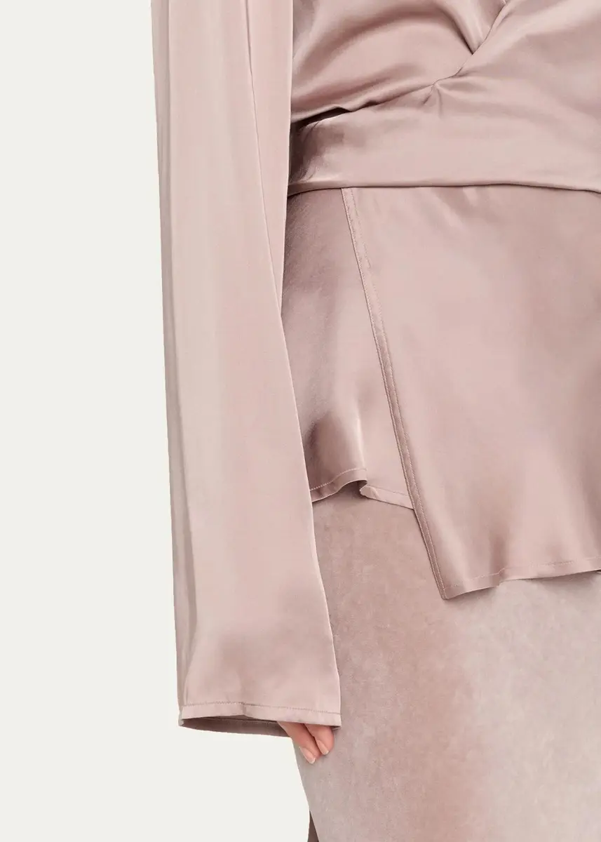 Rick Owens Laura Long-Sleeve Satin Wrap Top | Thumbnail 5