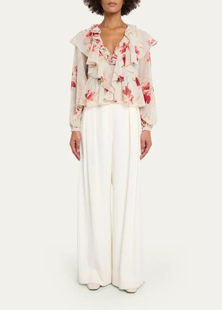 Cinq à Sept Wilted Poppy Ruffle Chiffon Blouse | Thumbnail 2 Cinq à Sept Wilted Poppy Ruffle Chiffon Blouse | Thumbnail 2