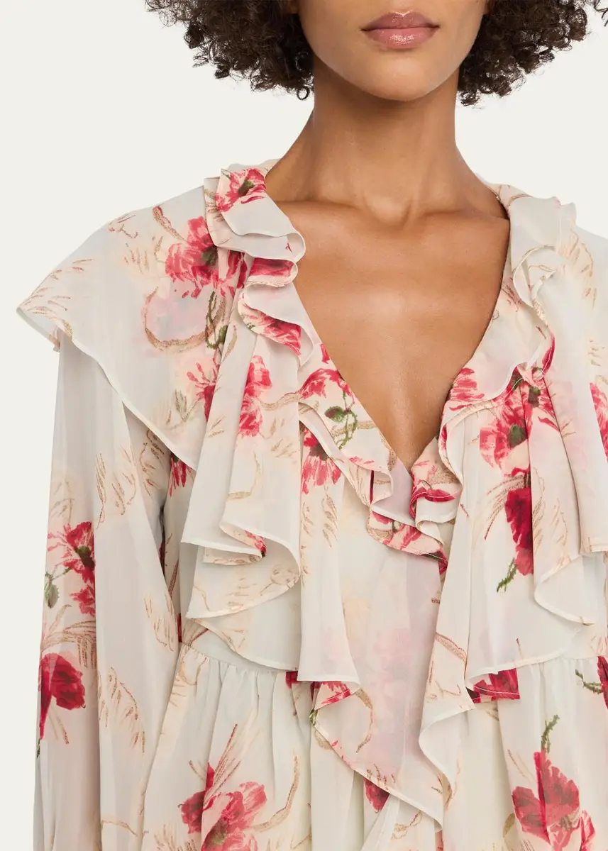 Cinq à Sept Wilted Poppy Ruffle Chiffon Blouse | Thumbnail 5 Cinq à Sept Wilted Poppy Ruffle Chiffon Blouse | Thumbnail 5