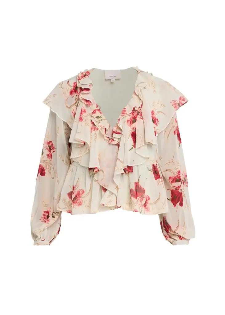 Wilted Poppy Ruffle Chiffon Blouse Wilted Poppy Ruffle Chiffon Blouse