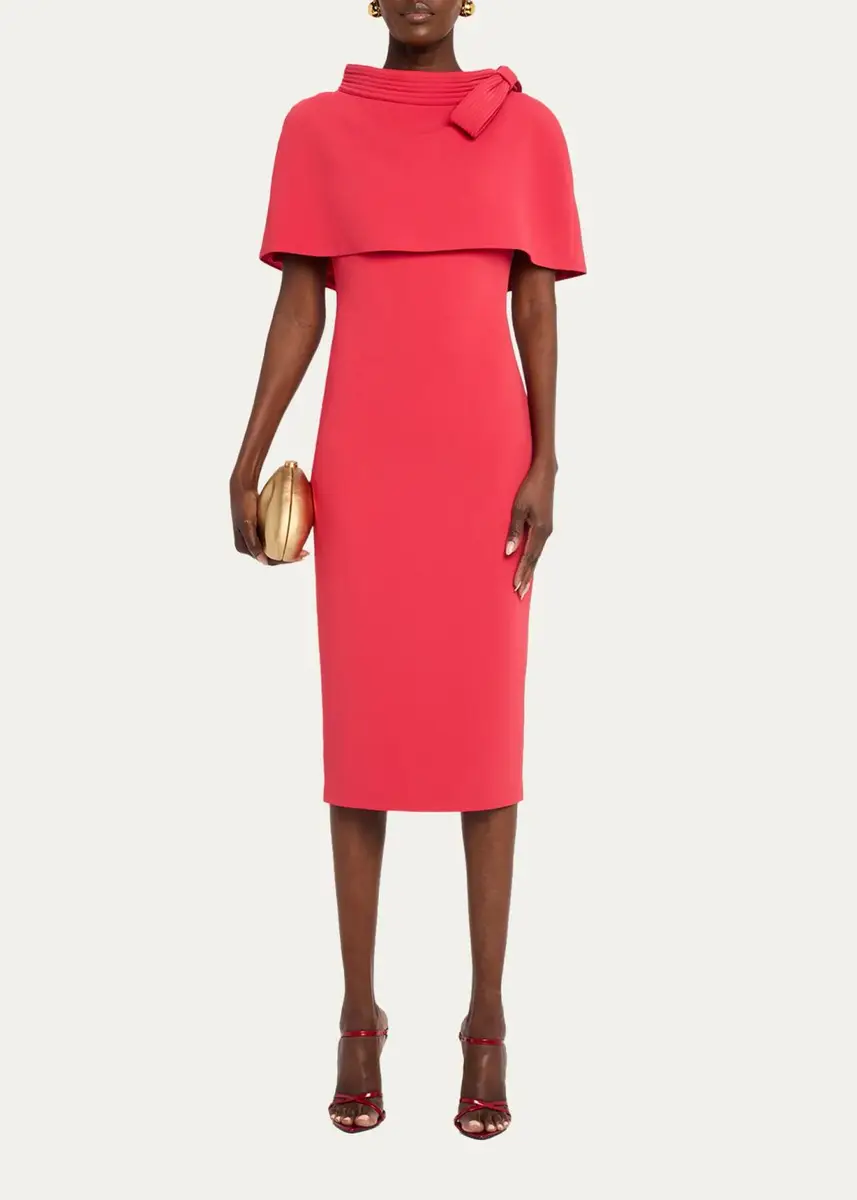 BADGLEY MISCHKA Bodycon Funnel-Neck Capelet Midi Dress | Thumbnail 2 BADGLEY MISCHKA Bodycon Funnel-Neck Capelet Midi Dress | Thumbnail 2
