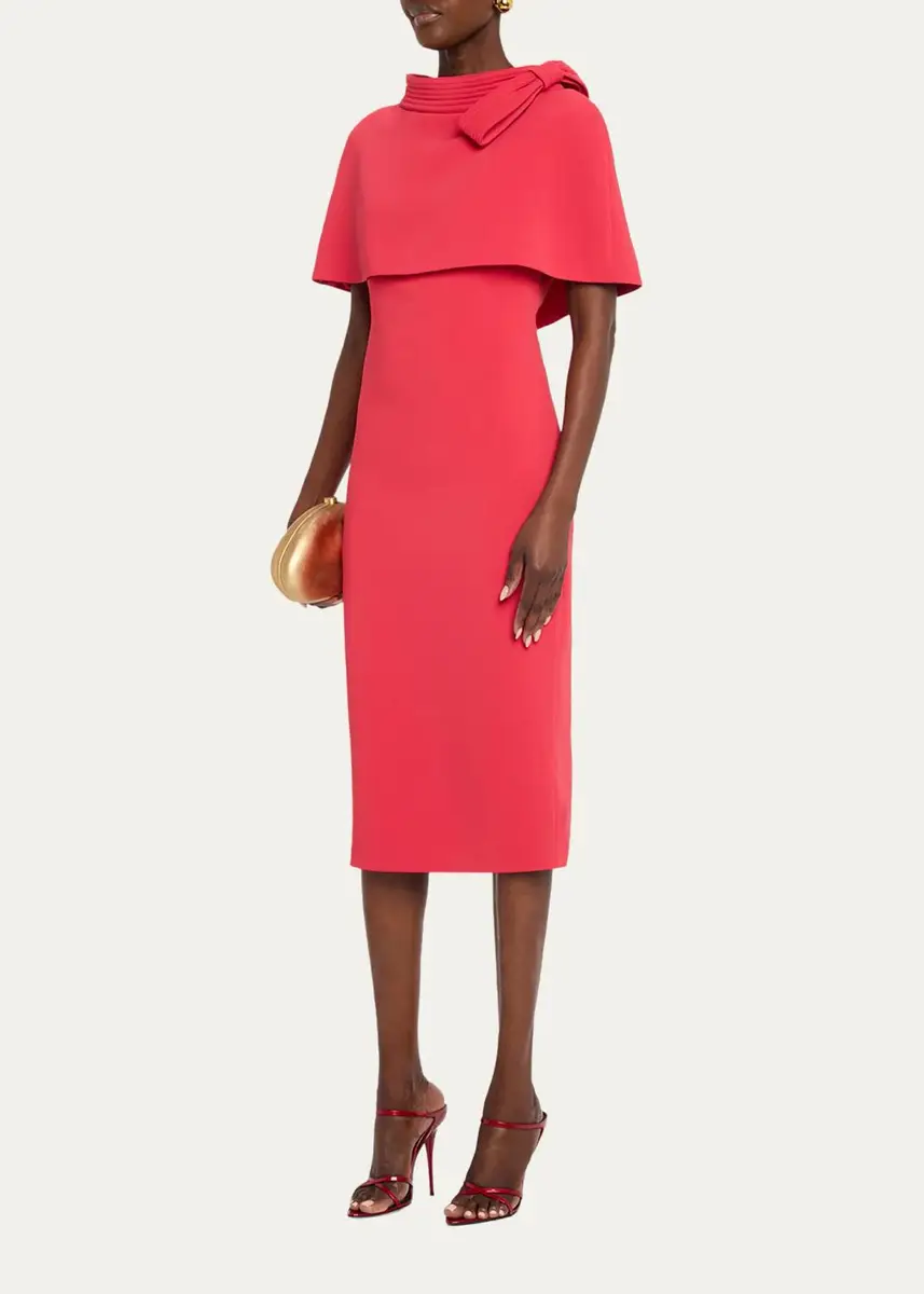 BADGLEY MISCHKA Bodycon Funnel-Neck Capelet Midi Dress | Thumbnail 4 BADGLEY MISCHKA Bodycon Funnel-Neck Capelet Midi Dress | Thumbnail 4