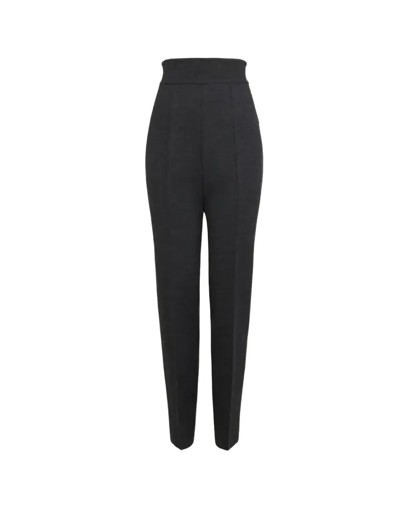 High-Rise Wool Knit Tapered-Leg Pants