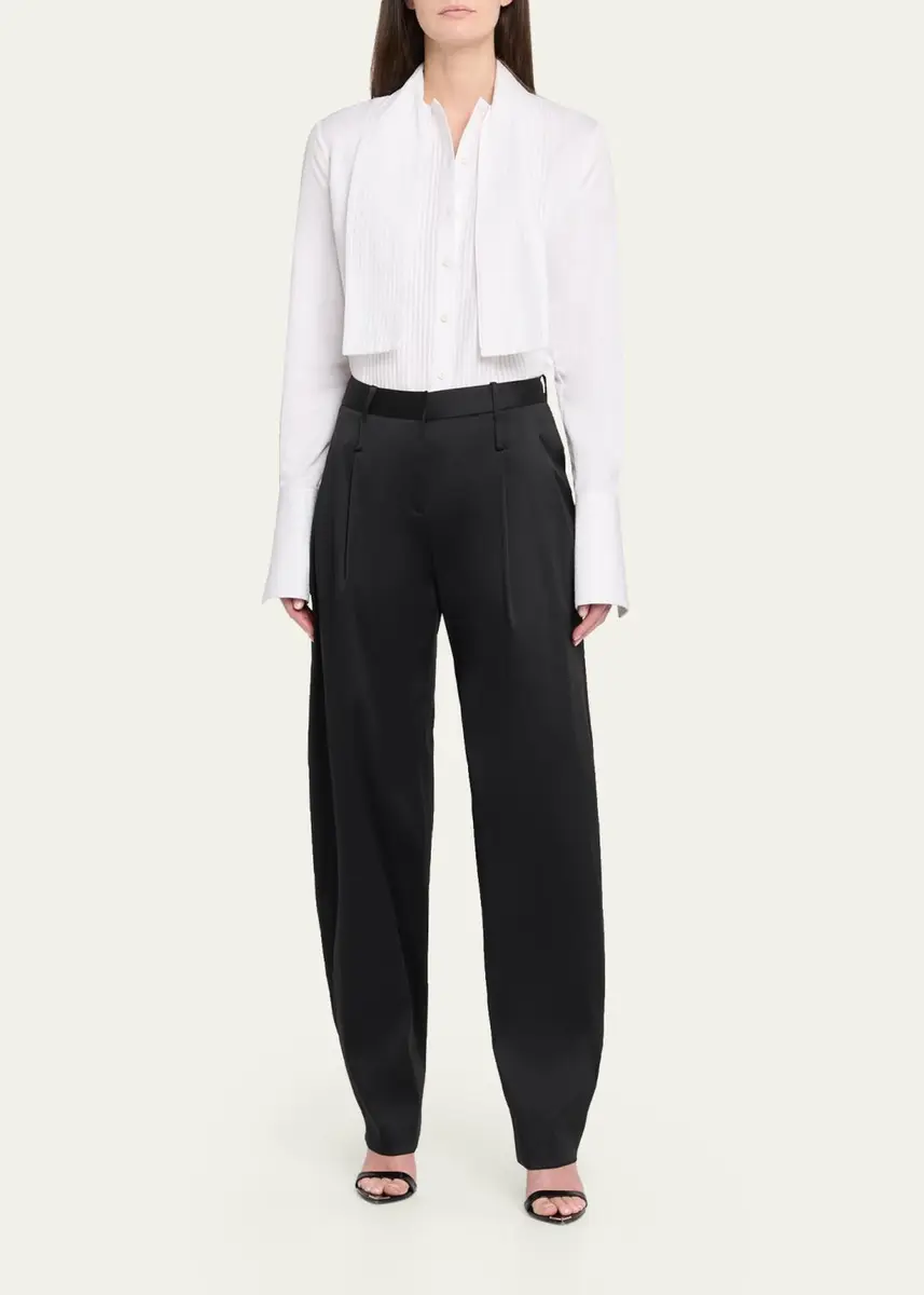 Brandon Maxwell Inez Pleated Draped Tuxedo Shirt | Thumbnail 2 Brandon Maxwell Inez Pleated Draped Tuxedo Shirt | Thumbnail 2
