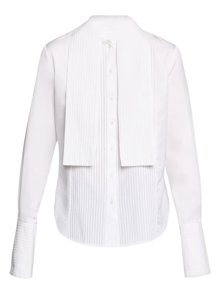 Brandon Maxwell Inez Pleated Draped Tuxedo Shirt