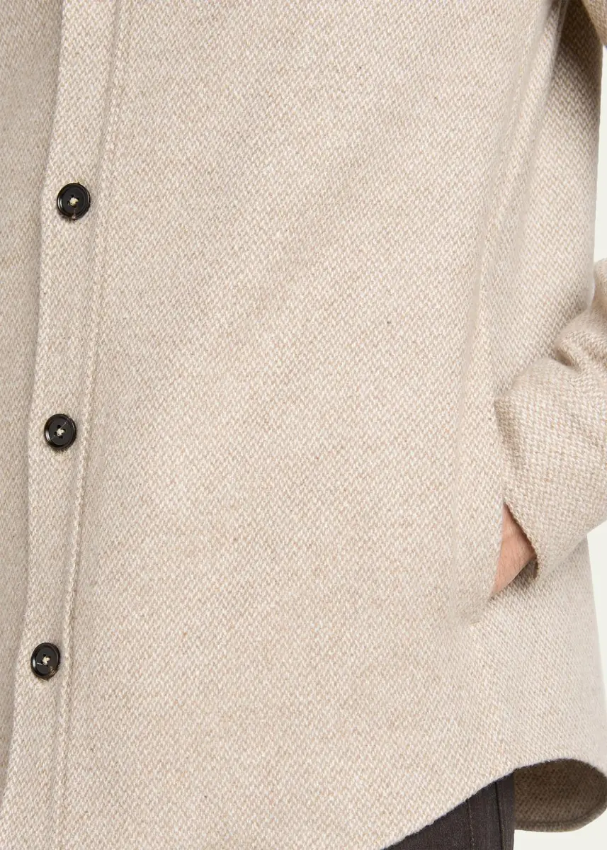 Zegna Men's Cashmere and Silk Herringbone Overshirt | Thumbnail 5