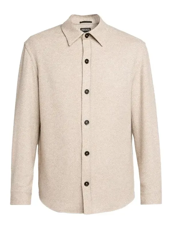 Zegna Men's Cashmere and Silk Herringbone Overshirt