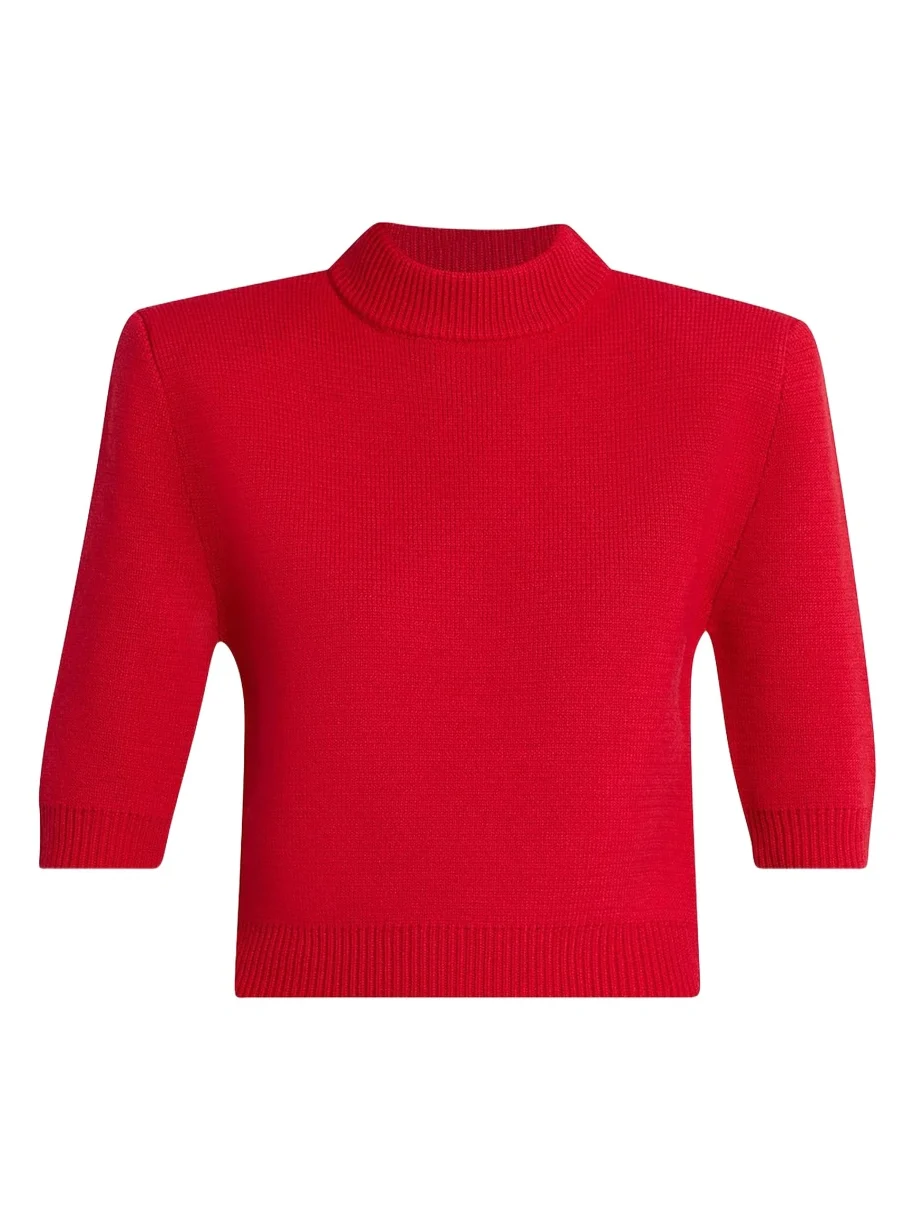 Chavela Wool Short-Sleeve Crop Sweater Chavela Wool Short-Sleeve Crop Sweater