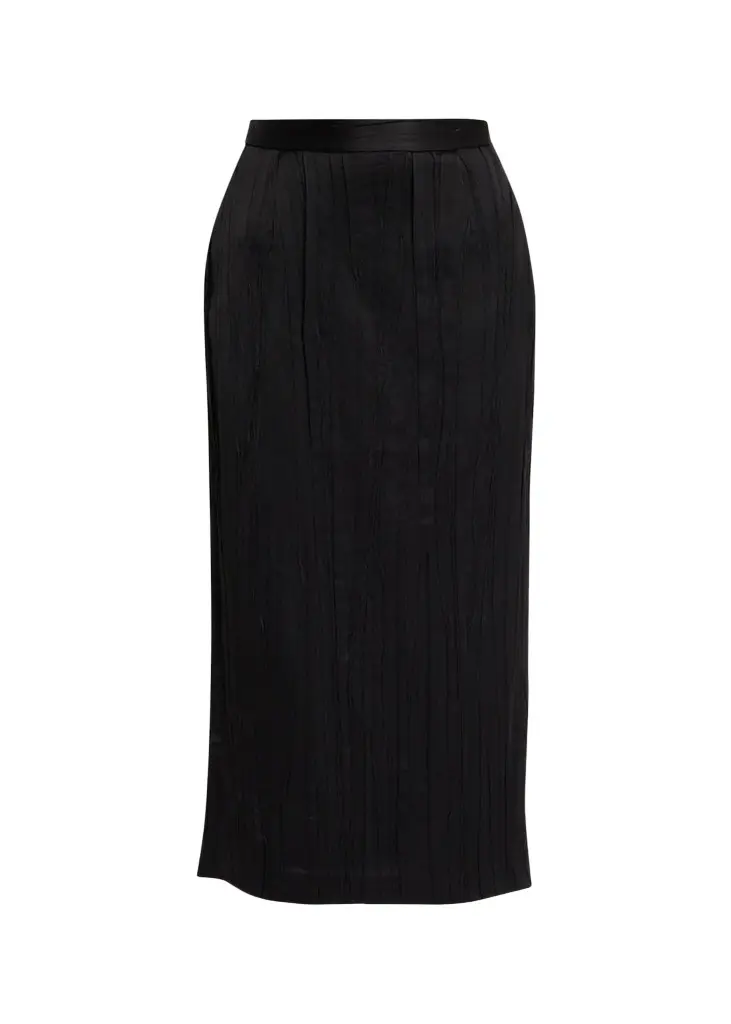 Tubo Pleated Satin Midi Skirt