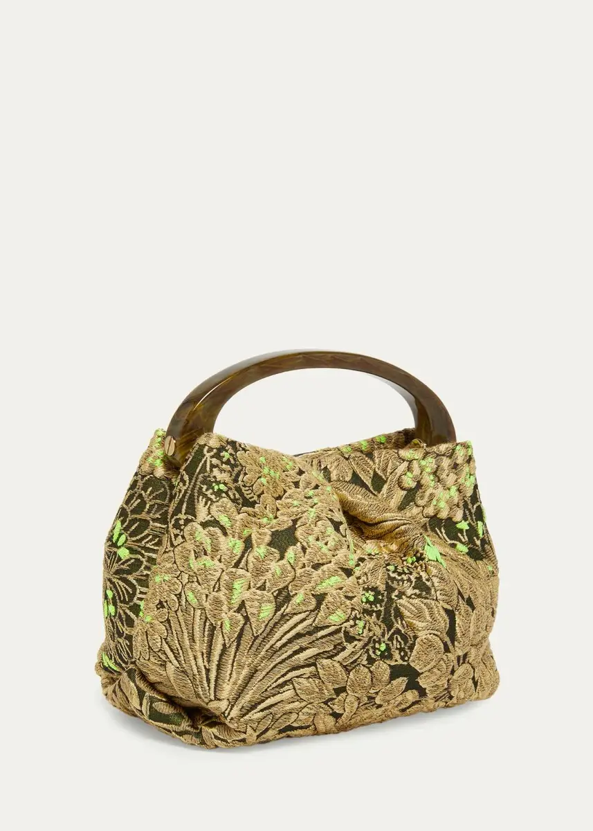 Dries Van Noten Pleated Floral Tapestry Top-Handle Bag | Thumbnail 2