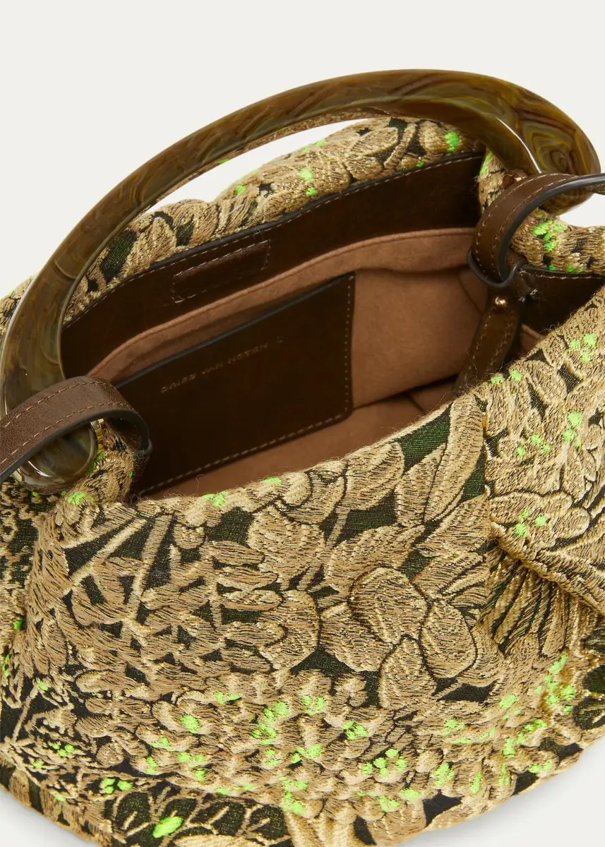 Dries Van Noten Pleated Floral Tapestry Top-Handle Bag | Thumbnail 3