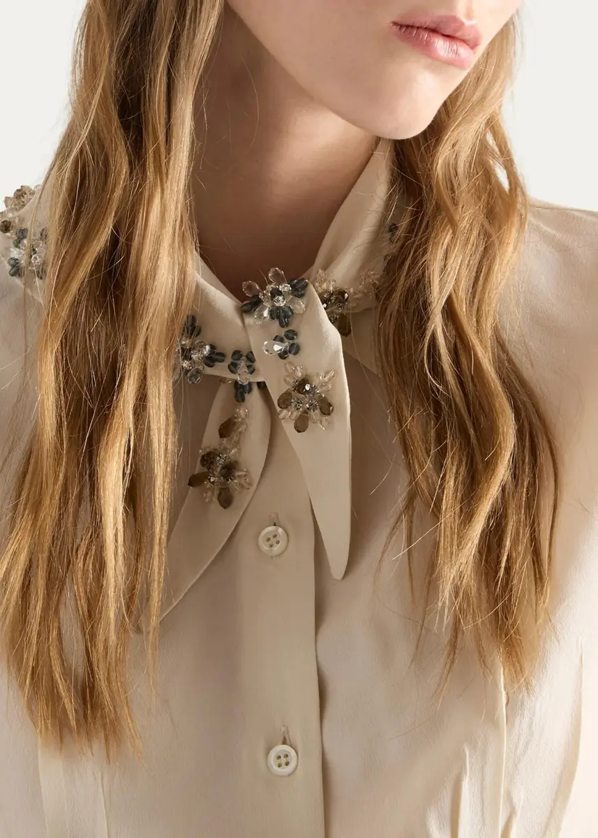 Prada Pleated Silk Handkerchief Scarf Button-Down Shirt | Thumbnail 5