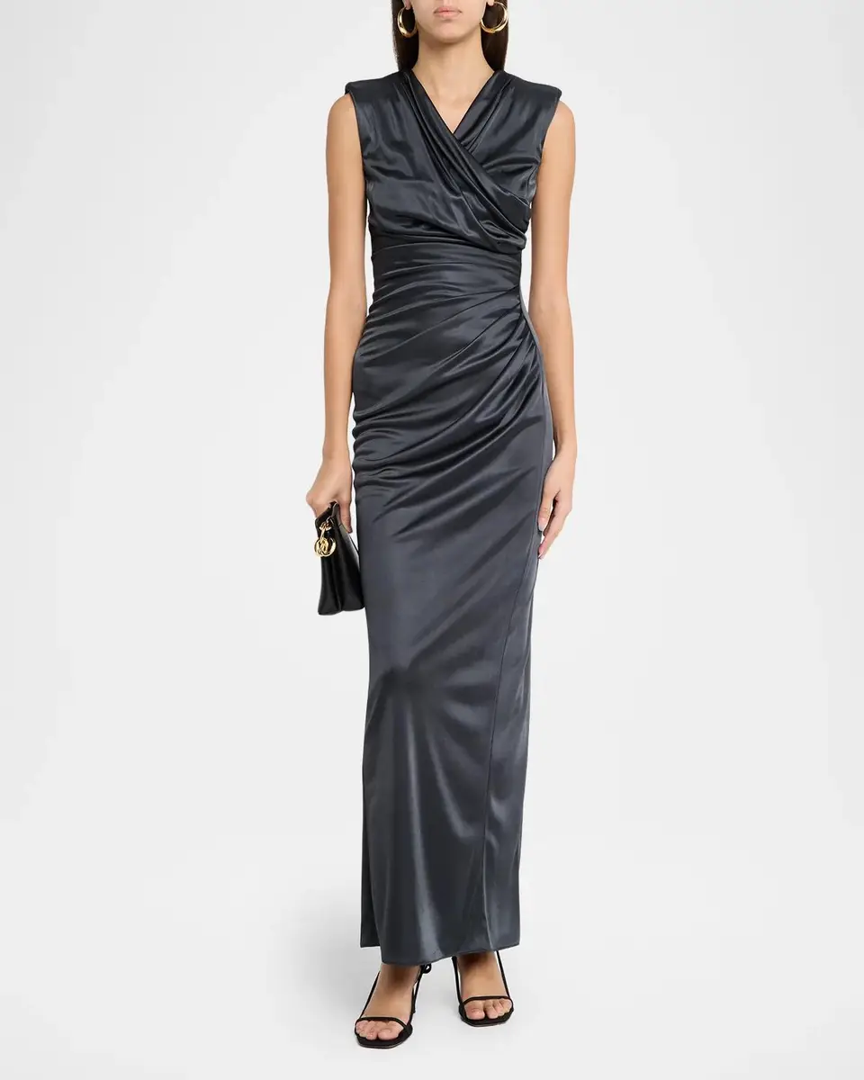Giorgio Armani Ruched Shiny Viscose Jersey Sleeveless Maxi Dress | Thumbnail 2 Giorgio Armani Ruched Shiny Viscose Jersey Sleeveless Maxi Dress | Thumbnail 2