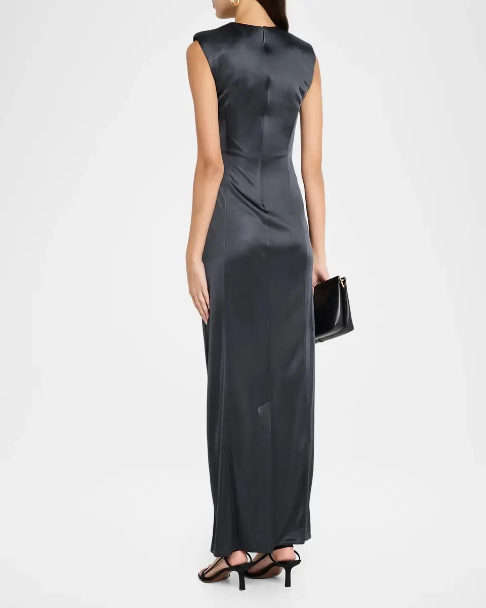Giorgio Armani Ruched Shiny Viscose Jersey Sleeveless Maxi Dress | Thumbnail 3 Giorgio Armani Ruched Shiny Viscose Jersey Sleeveless Maxi Dress | Thumbnail 3
