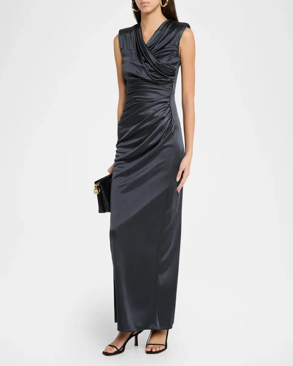 Giorgio Armani Ruched Shiny Viscose Jersey Sleeveless Maxi Dress | Thumbnail 4 Giorgio Armani Ruched Shiny Viscose Jersey Sleeveless Maxi Dress | Thumbnail 4