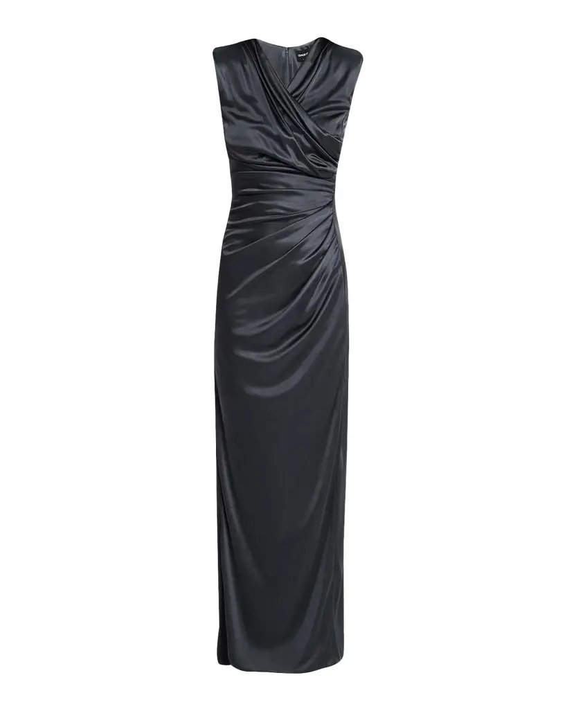 Giorgio Armani Ruched Shiny Viscose Jersey Sleeveless Maxi Dress