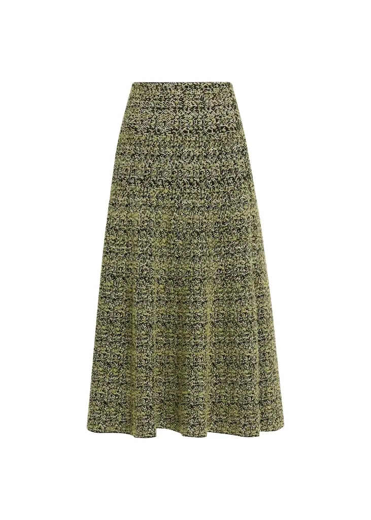 Brandon Maxwell Miller Textured Knit A-Line Midi Skirt