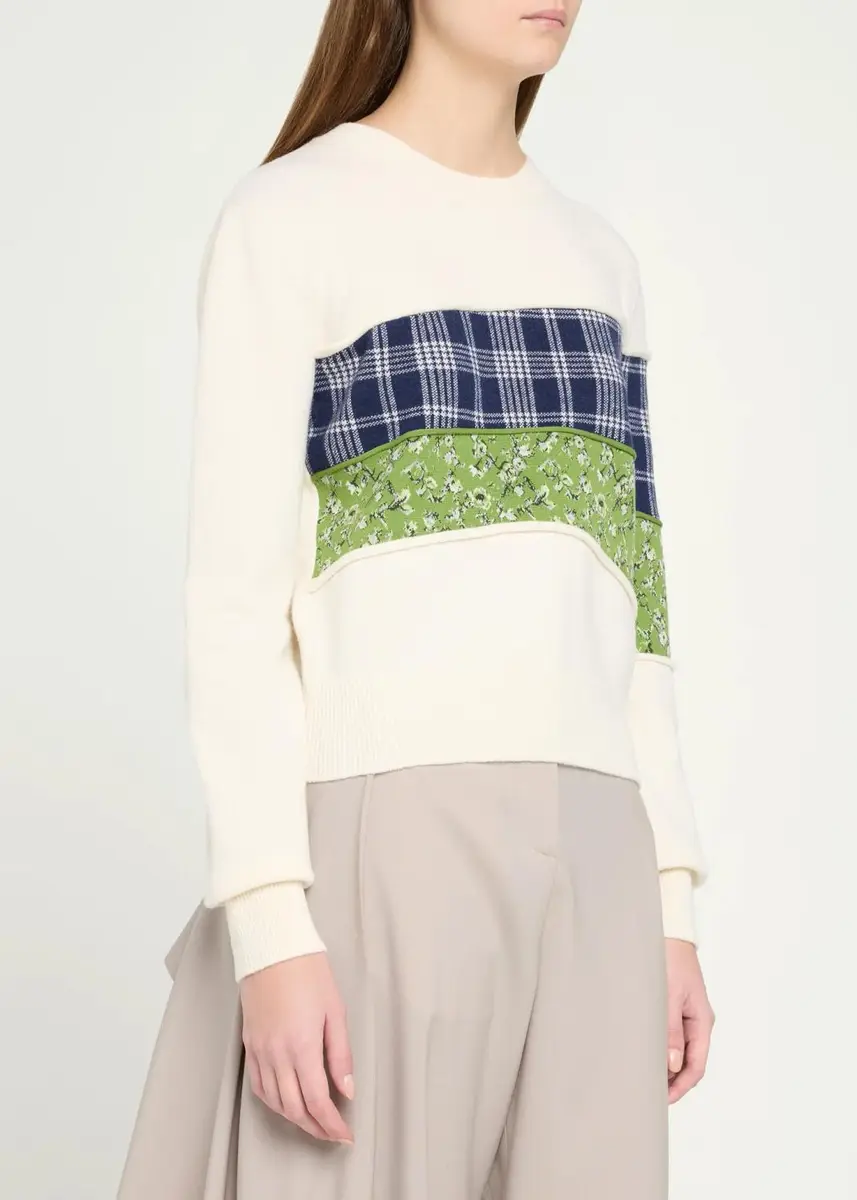 Loewe Patchwork Wool Knit Crewneck Sweater | Thumbnail 4 Loewe Patchwork Wool Knit Crewneck Sweater | Thumbnail 4