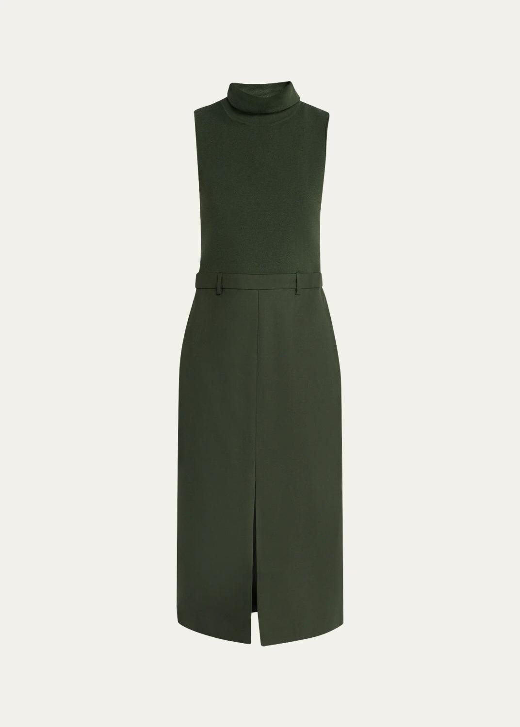 Funnel-Neck Combo Midi Dress Funnel-Neck Combo Midi Dress
