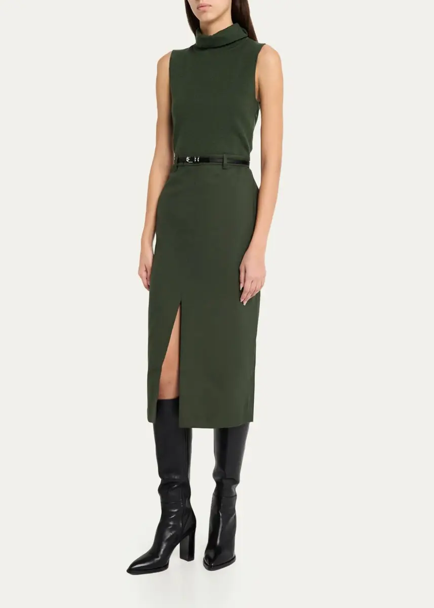 Theory Funnel-Neck Combo Midi Dress | Thumbnail 4