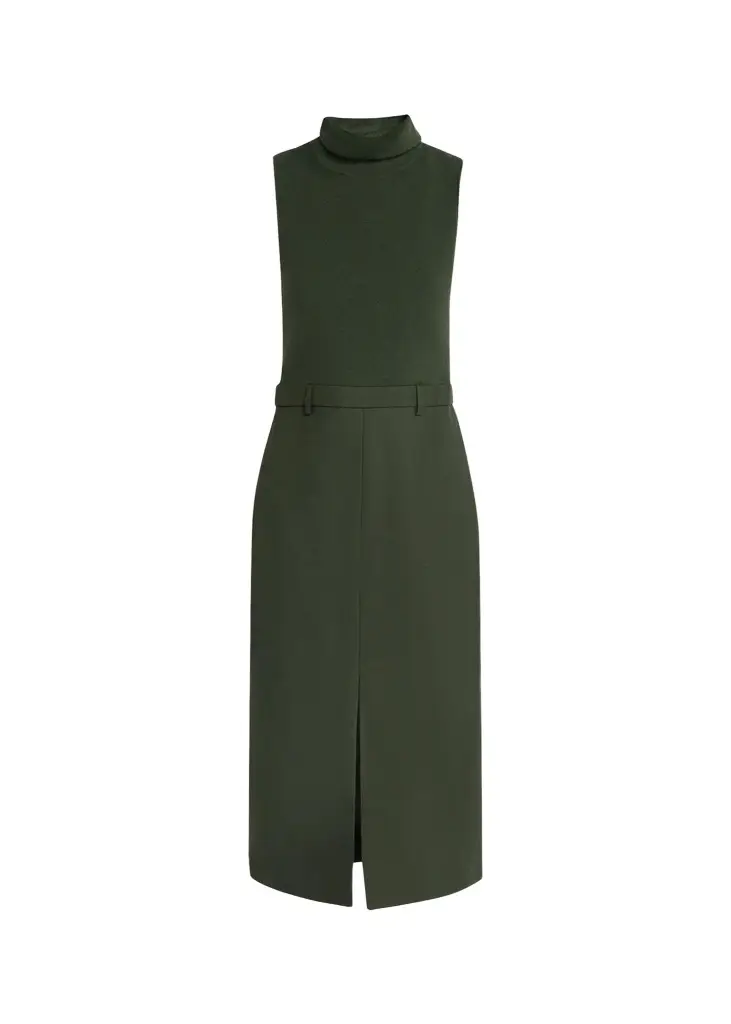 Funnel-Neck Combo Midi Dress Funnel-Neck Combo Midi Dress