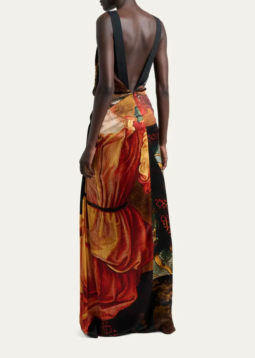 Dries Van Noten Daralyn Abstract Silk Twisted-Front Maxi Dress | Thumbnail 3 Dries Van Noten Daralyn Abstract Silk Twisted-Front Maxi Dress | Thumbnail 3
