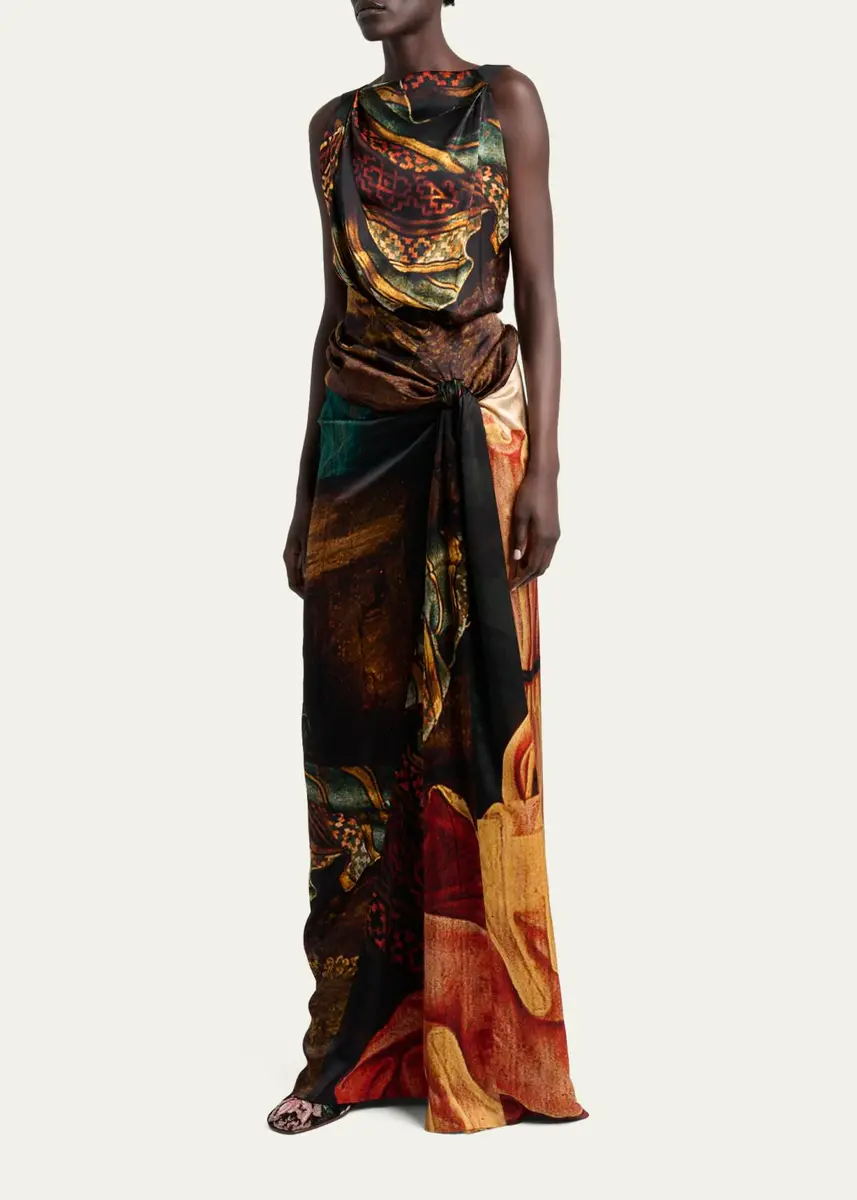 Dries Van Noten Daralyn Abstract Silk Twisted-Front Maxi Dress | Thumbnail 4 Dries Van Noten Daralyn Abstract Silk Twisted-Front Maxi Dress | Thumbnail 4
