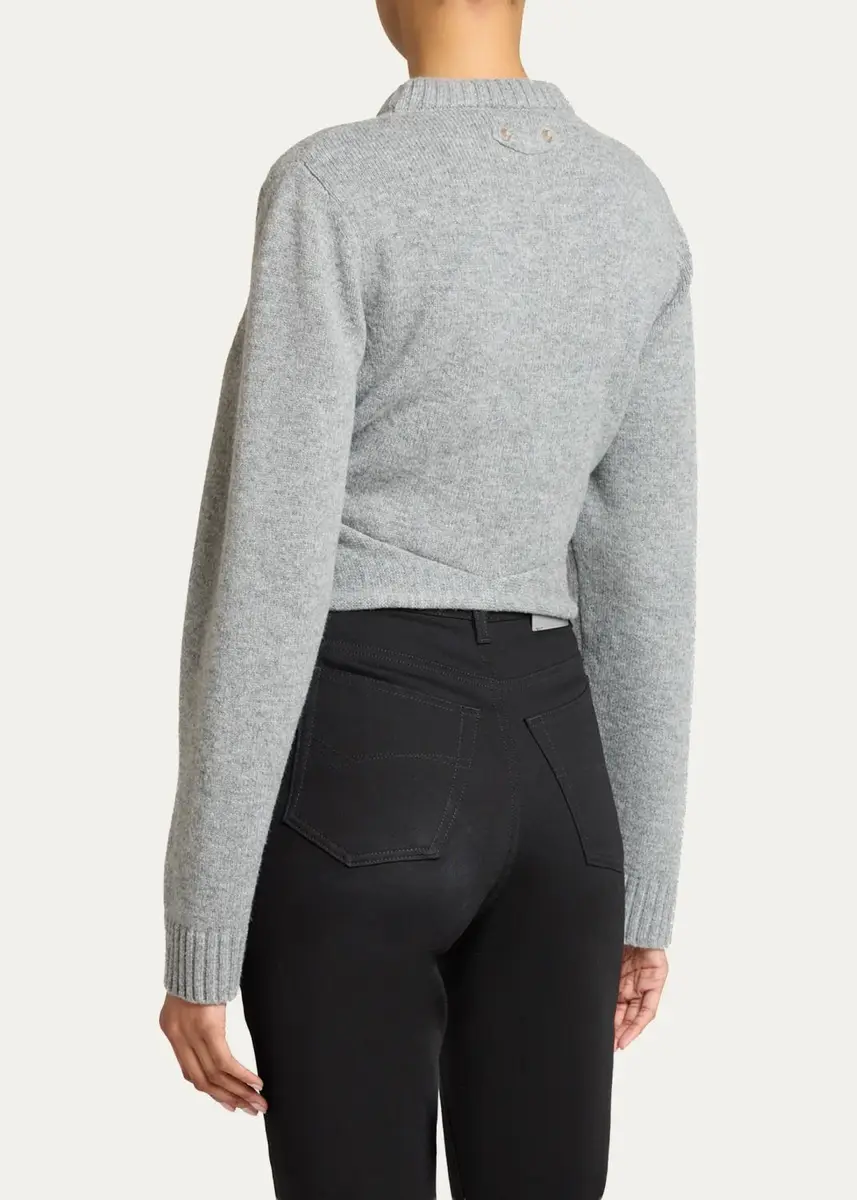 Balenciaga Cropped Twisted Wool Sweater | Thumbnail 3