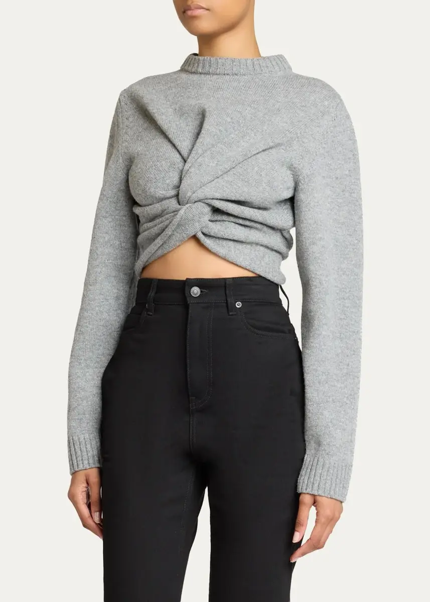 Balenciaga Cropped Twisted Wool Sweater | Thumbnail 4