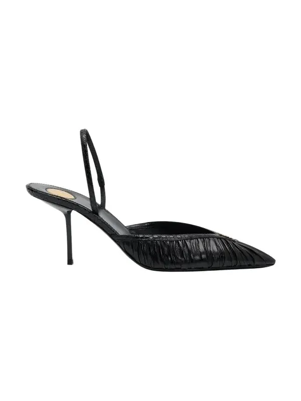 60mm YSL Ruched Leather Slingback Pumps 60mm YSL Ruched Leather Slingback Pumps