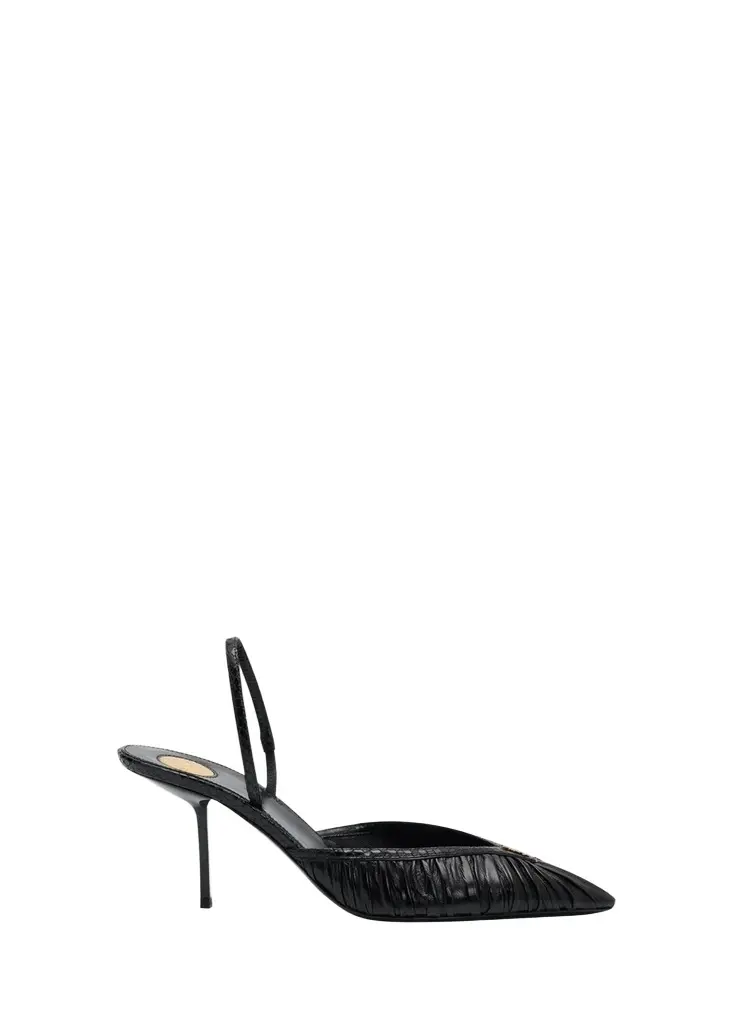 60mm YSL Ruched Leather Slingback Pumps 60mm YSL Ruched Leather Slingback Pumps