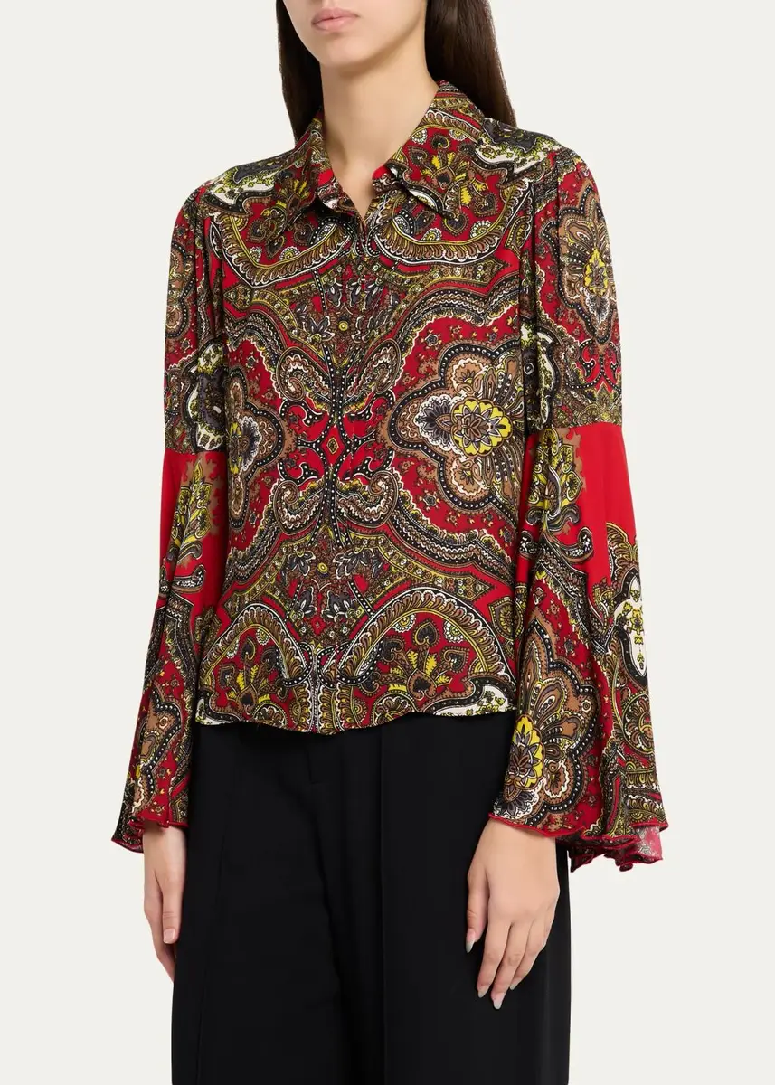 Alice + Olivia Willa Printed Bell-Sleeve Top | Thumbnail 4 Alice + Olivia Willa Printed Bell-Sleeve Top | Thumbnail 4
