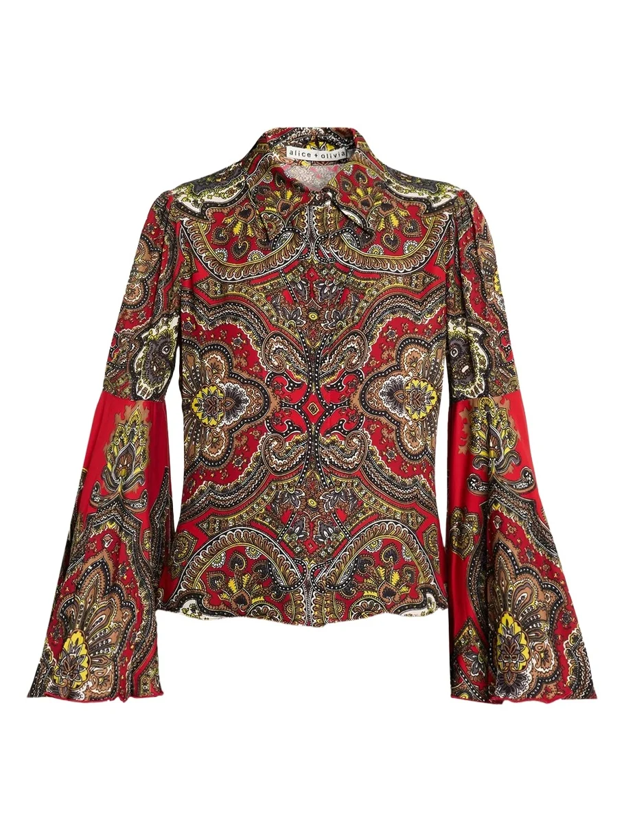 Willa Printed Bell-Sleeve Top Willa Printed Bell-Sleeve Top