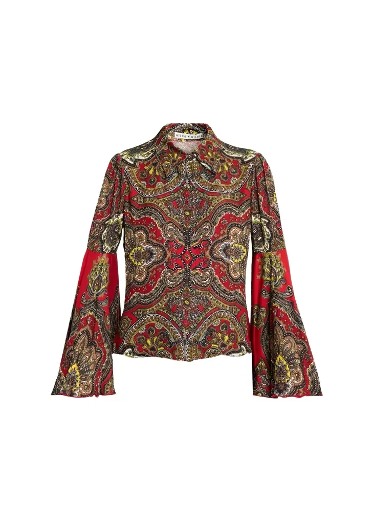 Willa Printed Bell-Sleeve Top Willa Printed Bell-Sleeve Top