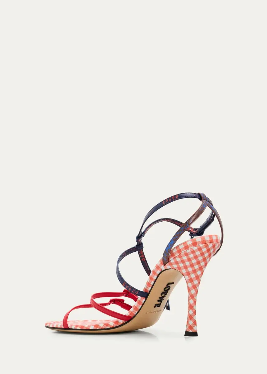 Loewe 90mm Comic Gingham Strappy Sandals | Thumbnail 4 Loewe 90mm Comic Gingham Strappy Sandals | Thumbnail 4