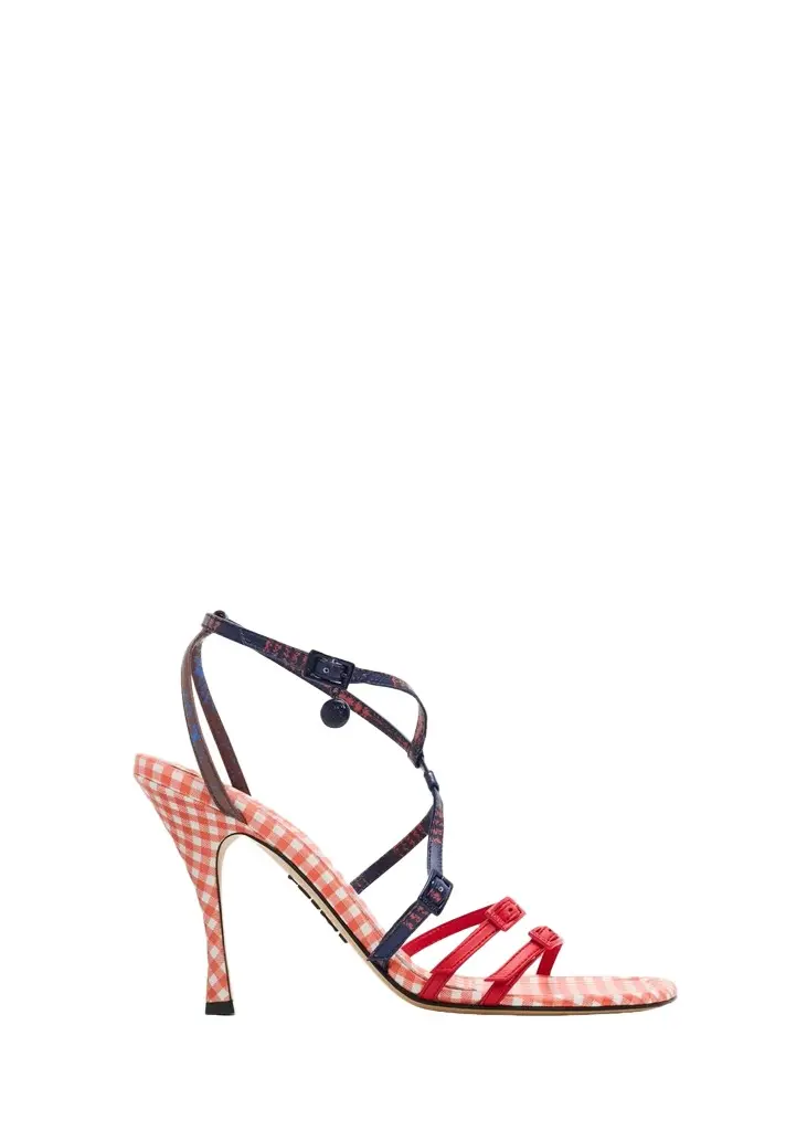 Loewe 90mm Comic Gingham Strappy Sandals