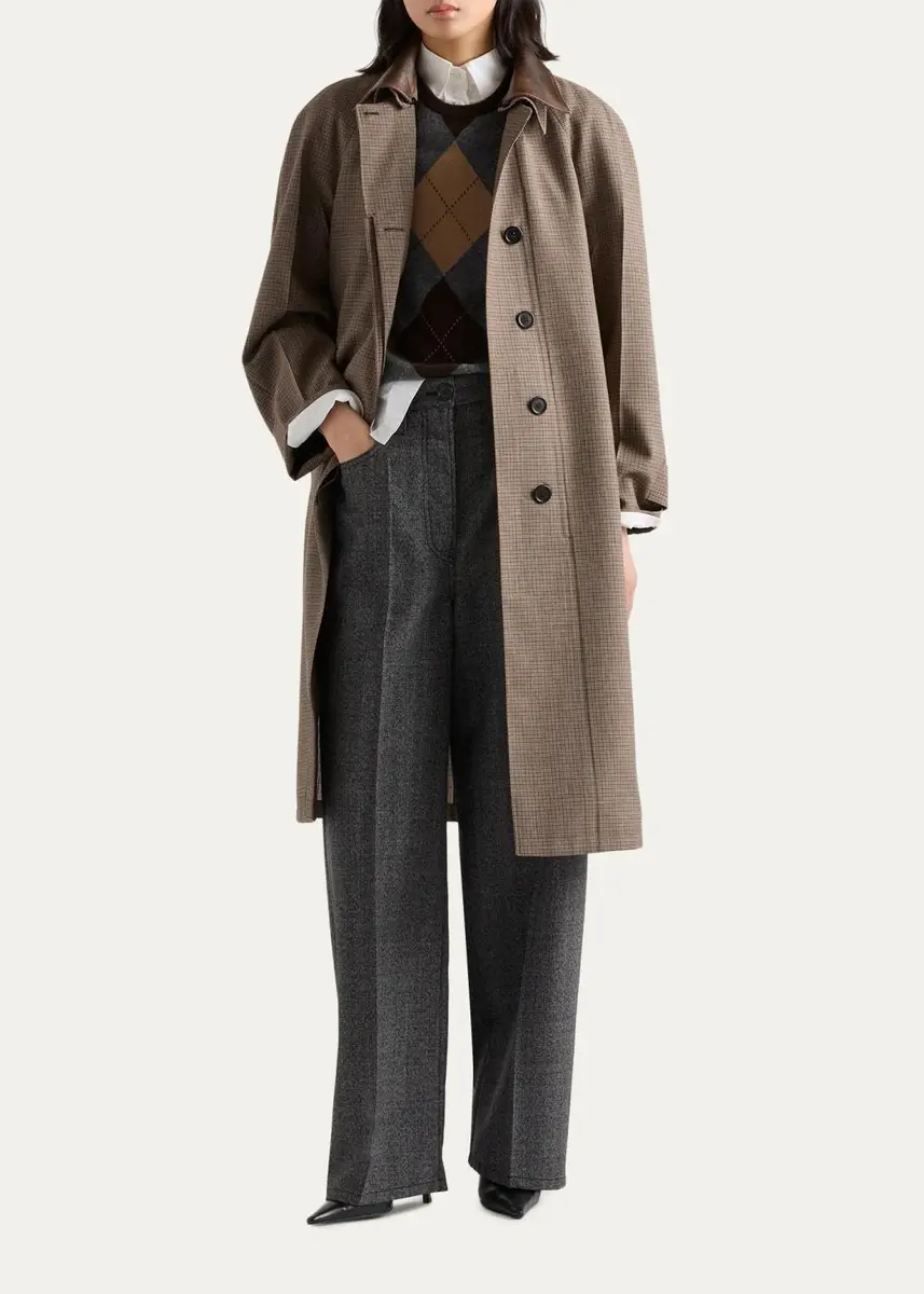 Prada Mouline Wool Wide-Leg Pants | Thumbnail 2 Prada Mouline Wool Wide-Leg Pants | Thumbnail 2