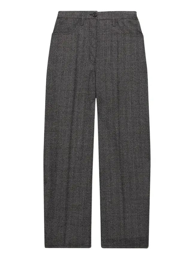 Prada Mouline Wool Wide-Leg Pants