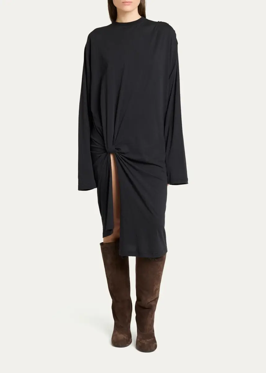 Balenciaga Tucked Long-Sleeve T-Shirt Dress | Thumbnail 2 Balenciaga Tucked Long-Sleeve T-Shirt Dress | Thumbnail 2